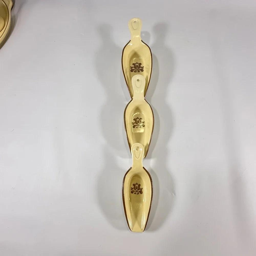 VTG Pfaltzgraff Village Measuring Scoops Set 3 Tan Brown Floral Farmhouse Retro